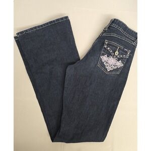 Angels Denim Jeans Junior's Size 16 Bling Pockets Flare Leg Stretch